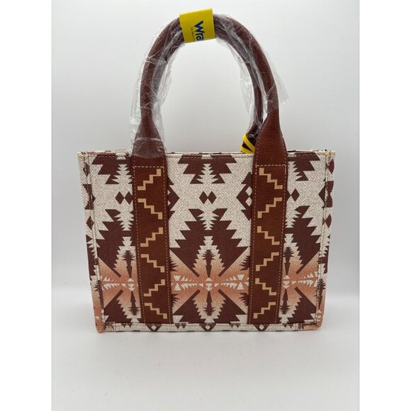 Women’s Wrangler White, Brown, & Orange Patterned Handbag w/ Leather Details - Picture 4 of 5